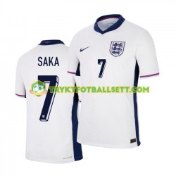 Herre England drakt Saka 7 Hjemme Euro 2024 Hvit Korte Ermer Herre England drakt Saka 7 Hjemme Euro 2024 Hvit Korte Ermer