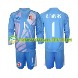 3-13 år Barn Keeper Costa Rica drakt Keylor Navas 1 Hjemme 2024 Blå Langermet