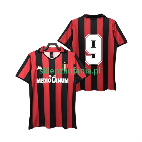 Herre AC Milan drakt 9 1988 1989 Retro Hjemme Korte Ermer