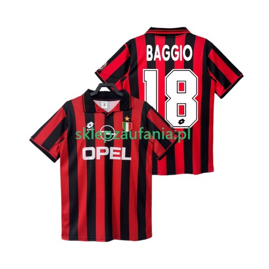 Herre AC Milan drakt BAGGIO 18 1996 1997 Retro Hjemme Korte Ermer
