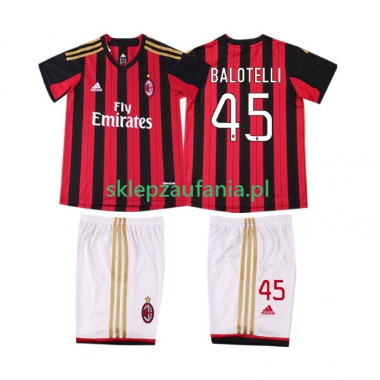 3-13 år Barn AC Milan drakt BALOTELL 45 2013 2014 Retro Hjemme Korte Ermer