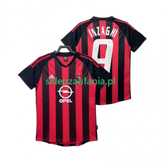 Herre AC Milan drakt INZAGHI 9 2002 2003 Retro Hjemme Korte Ermer