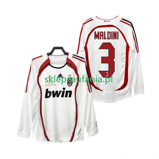 Herre AC Milan drakt MALDINI 3 2007 Retro Borte 2006 Langermet