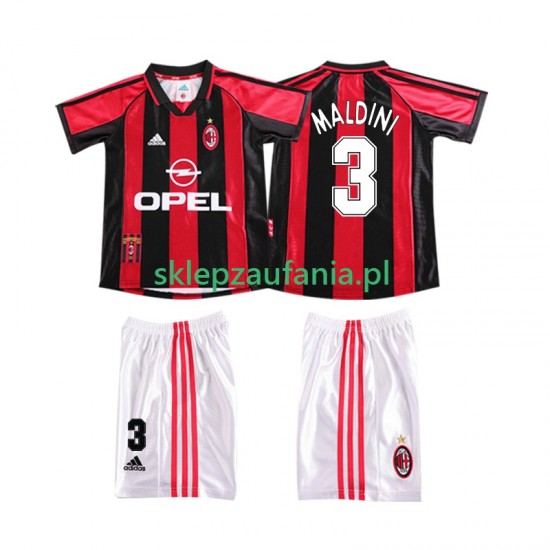 3-13 år Barn AC Milan drakt MALDINI 3 1998 Retro Hjemme 1999 Korte Ermer