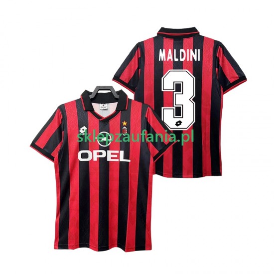 Herre AC Milan drakt MALDINI 3 1995 1996 Retro Hjemme Korte Ermer