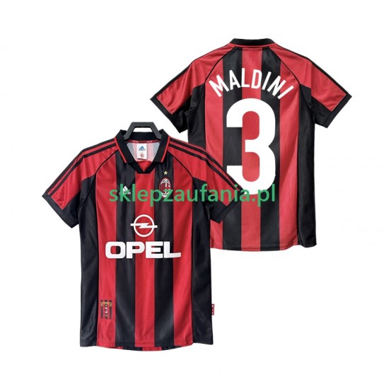 Herre AC Milan drakt MALDINI 3 1998 Retro Hjemme 1999 Korte Ermer