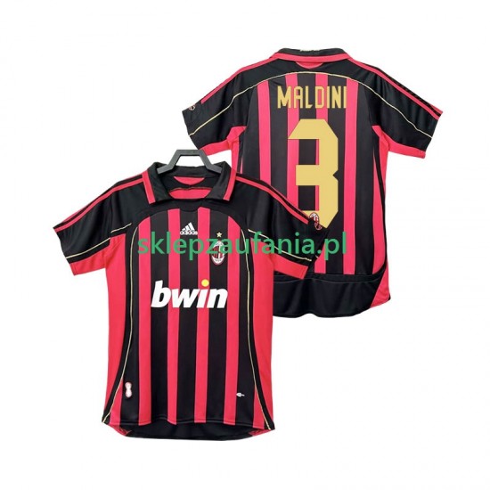 Herre AC Milan drakt MALDINI 3 2007 Retro Hjemme 2006 Korte Ermer