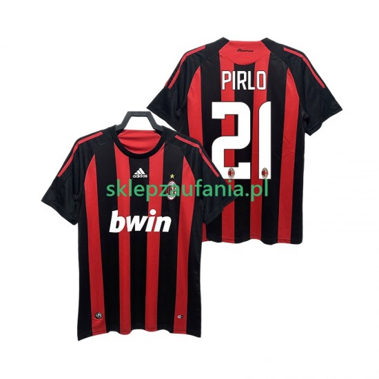 Herre AC Milan drakt RIRLO 21 2009 Retro Hjemme 2008 Korte Ermer
