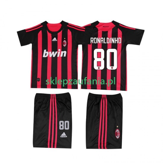 3-13 år Barn AC Milan drakt RONALDINHO 80 2009 Retro Hjemme 2008 Korte Ermer