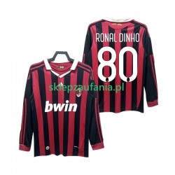 Herre AC Milan drakt RONALDINHO 80 2009 Retro Hjemme 2010 Langermet Herre AC Milan drakt RONALDINHO 80 2009 Retro Hjemme 2010 Langermet