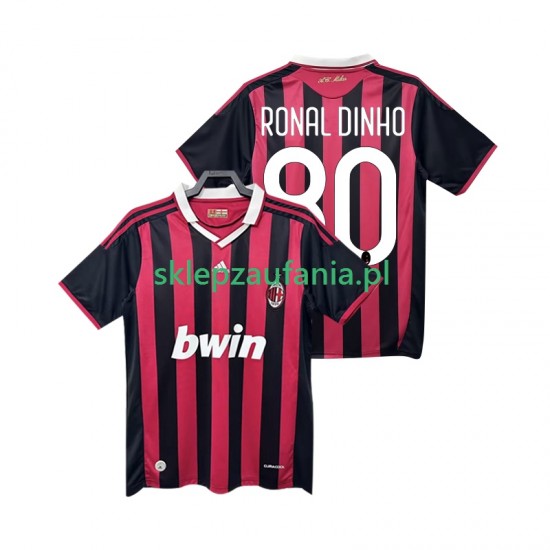 Herre AC Milan drakt RONALDINHO 80 2009 Retro Hjemme 2010 Korte Ermer