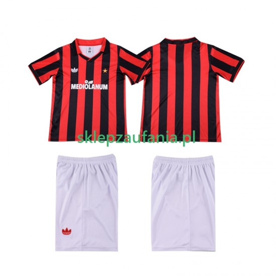 3-13 år Barn AC Milan drakt 1991 Retro Hjemme 1990 Korte Ermer