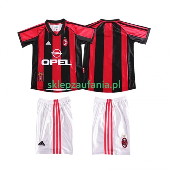 3-13 år Barn AC Milan drakt 1998 Retro Hjemme 1999 Korte Ermer