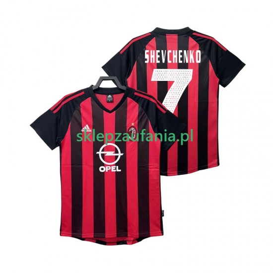 Herre AC Milan drakt SHEVCHENKO 7 2002 2003 Retro Hjemme Korte Ermer