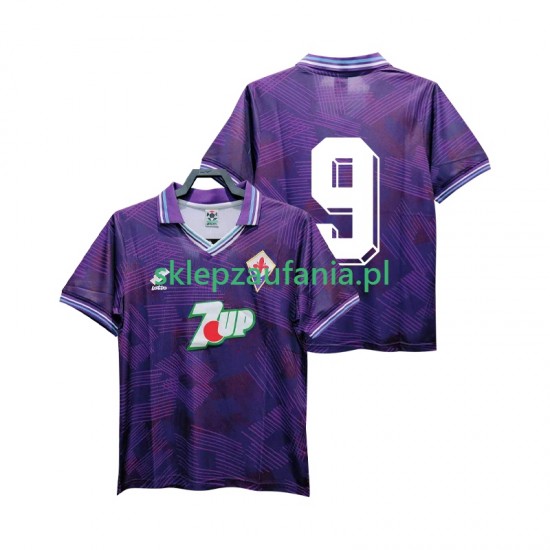 Herre Fiorentina drakt 9 1992 1993 Retro Hjemme Korte Ermer