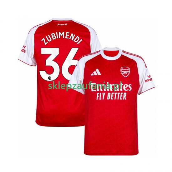 Herre Arsenal drakt Zubimendi 36 Hjemme 2025-2026 Korte Ermer