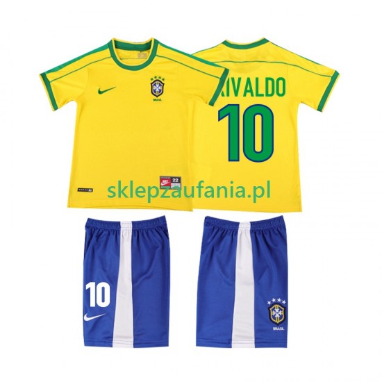 3-13 år Barn Brasil drakt RIVALDO 10 1998 Retro Hjemme Korte Ermer