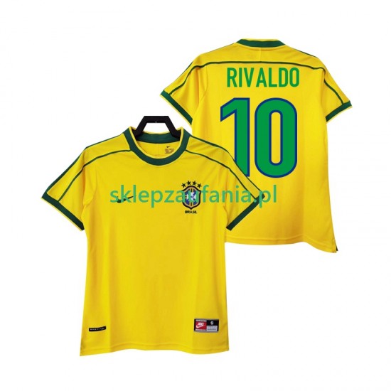 Herre Brasil drakt RIVALDO 10 1998 Retro Hjemme Korte Ermer
