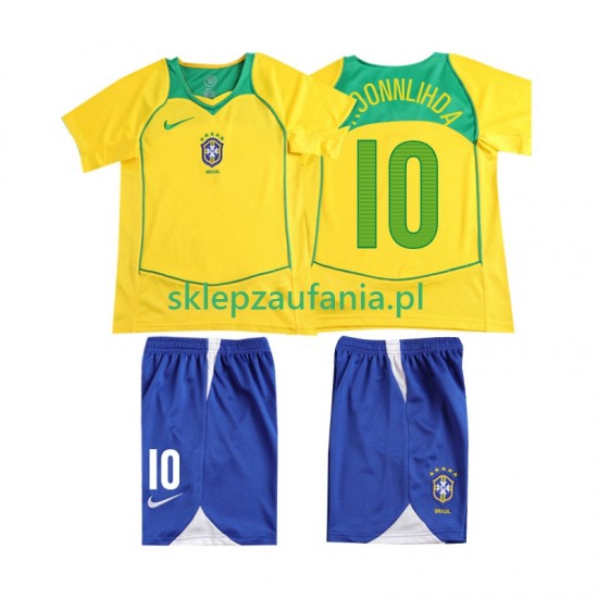 3-13 år Barn Brasil drakt RONALOINHO 10 Retro Hjemme 2004 Korte Ermer