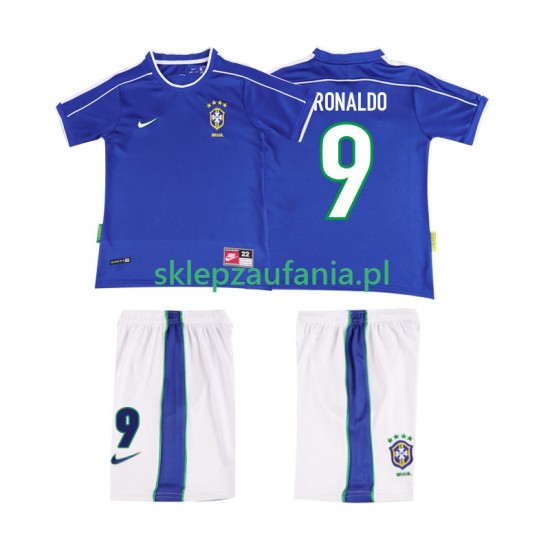 3-13 år Barn Brasil drakt Ronaldo 9 1998 Retro Borte Korte Ermer