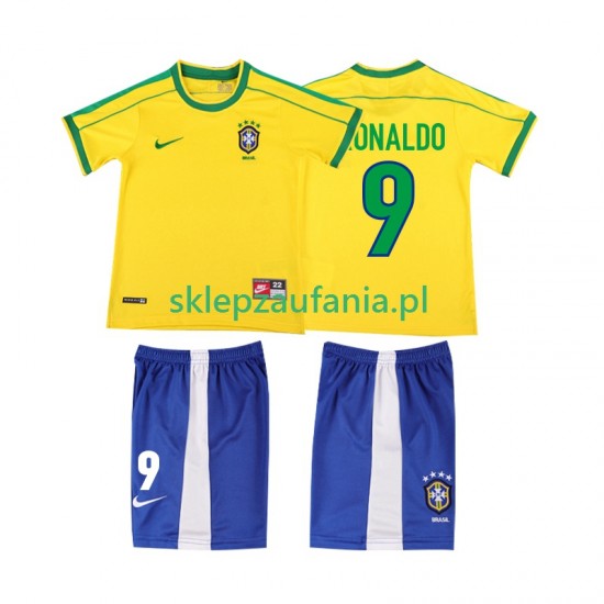 3-13 år Barn Brasil drakt Ronaldo 9 1998 Retro Hjemme Korte Ermer