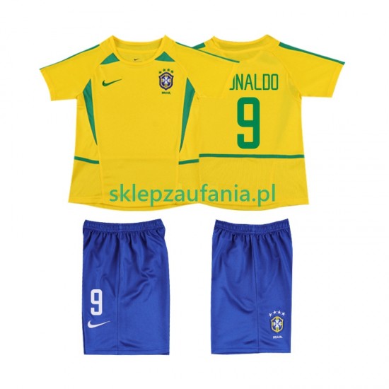 3-13 år Barn Brasil drakt Ronaldo 9 2002 Retro Hjemme Korte Ermer