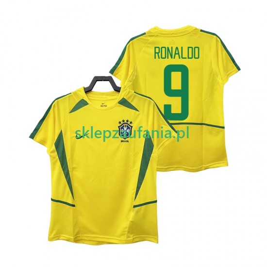 Herre Brasil drakt Ronaldo 9 2002 Retro Hjemme Korte Ermer