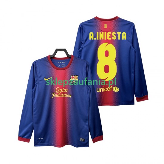 Herre FC Barcelona drakt A INIESTA 8 2012 2013 Retro Hjemme Langermet