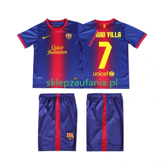 3-13 år Barn FC Barcelona drakt DAUID VILLA 7 2012 2013 Retro Hjemme Korte Ermer