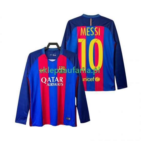 Herre FC Barcelona drakt Lionel Messi 10 2016 2017 Retro Hjemme Langermet