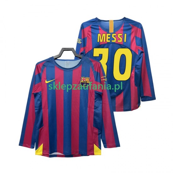 Herre FC Barcelona drakt Lionel Messi 30 Champions League 2005 Retro Hjemme 2006 Langermet