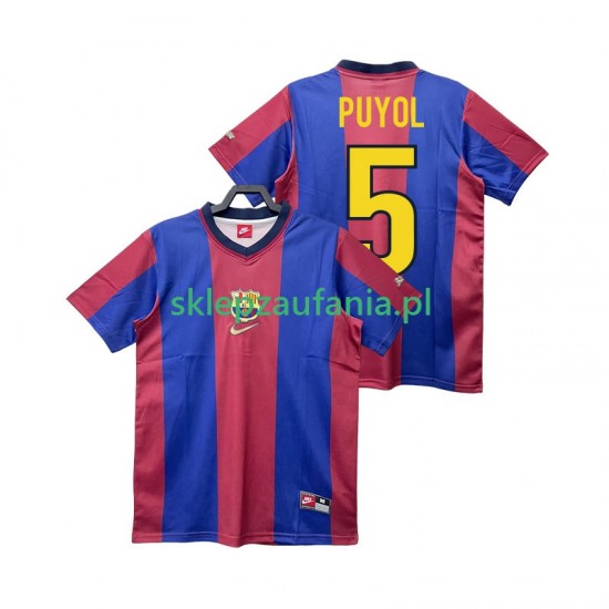 Herre FC Barcelona drakt PUYOL 5 1998 Retro Hjemme 1999 Korte Ermer