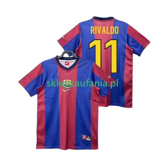 Herre FC Barcelona drakt RIVALDO 11 1998 Retro Hjemme 1999 Korte Ermer
