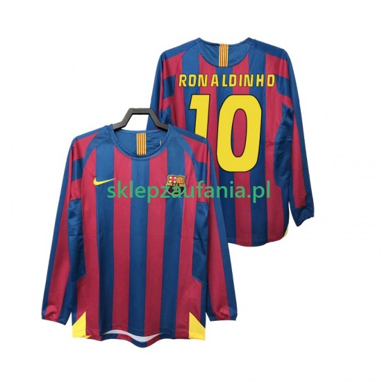 Herre FC Barcelona drakt RONALDINHO 10 2005 Retro Hjemme 2006 Langermet