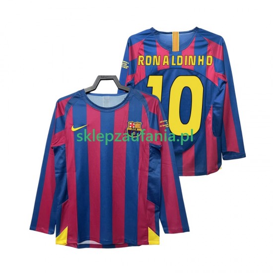 Herre FC Barcelona drakt RONALDINHO 10 Champions League 2005 Retro Hjemme 2006 Langermet