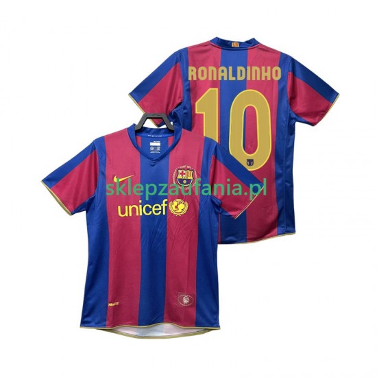 Herre FC Barcelona drakt RONALDINHO 10 2007 Retro Hjemme 2008 Korte Ermer