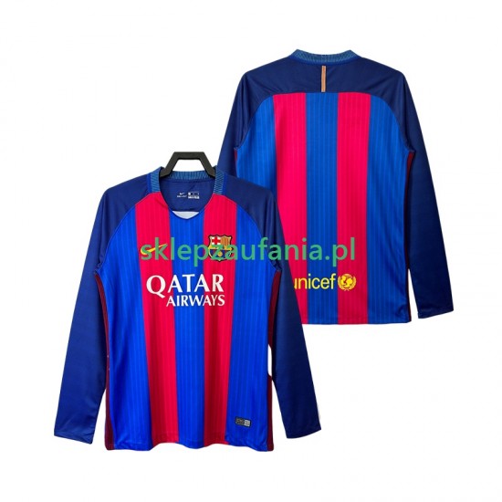 Herre FC Barcelona drakt 2016 2017 Retro Hjemme Langermet