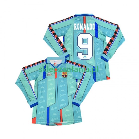 Herre FC Barcelona drakt Ronaldo 9 1996 1997 Retro Borte Langermet