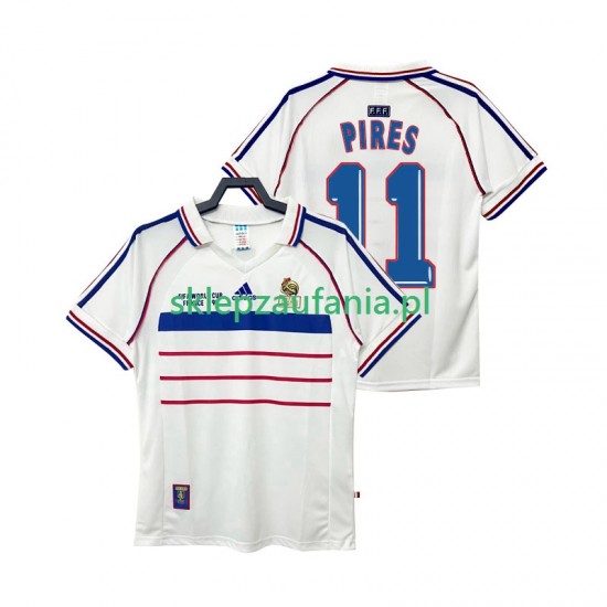 Herre Frankrike drakt PIRES 11 1998 Retro Borte Korte Ermer