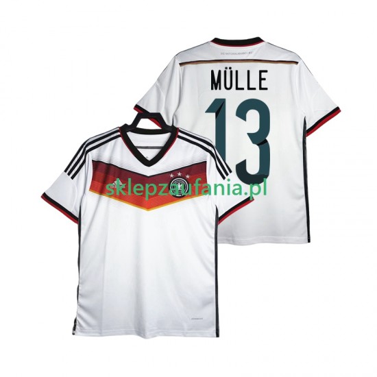 Herre Tyskland drakt MULLER 13 2014 Retro Hjemme Korte Ermer