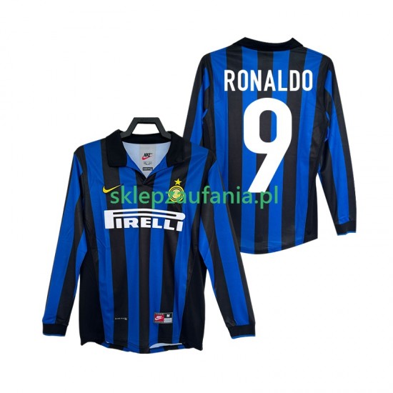 Herre Inter Milan drakt Ronaldo 9 1998 Retro Hjemme 1999 Langermet