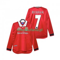 Herre Manchester Utd drakt Beckham 7 2000 Retro Hjemme 1999 Langermet