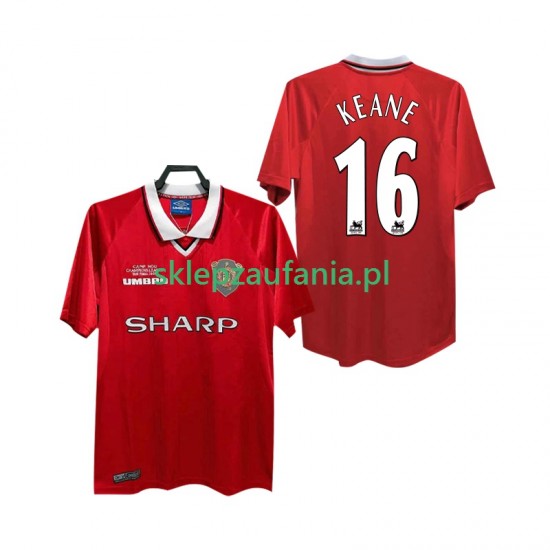 Herre Manchester Utd drakt Keane 16 2000 Retro Hjemme 1999 Korte Ermer