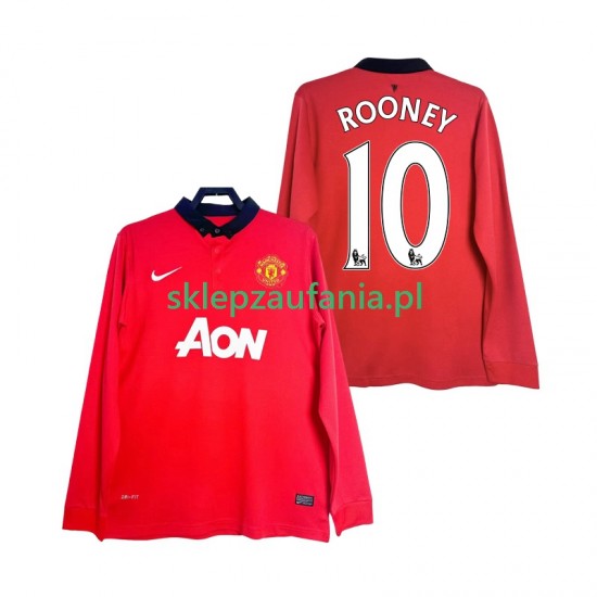 Herre Manchester Utd drakt Rooney 10 2013 2014 Retro Hjemme Langermet