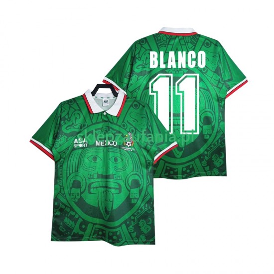 Herre Mexico drakt BLANCO 11 1998 Retro Hjemme Korte Ermer