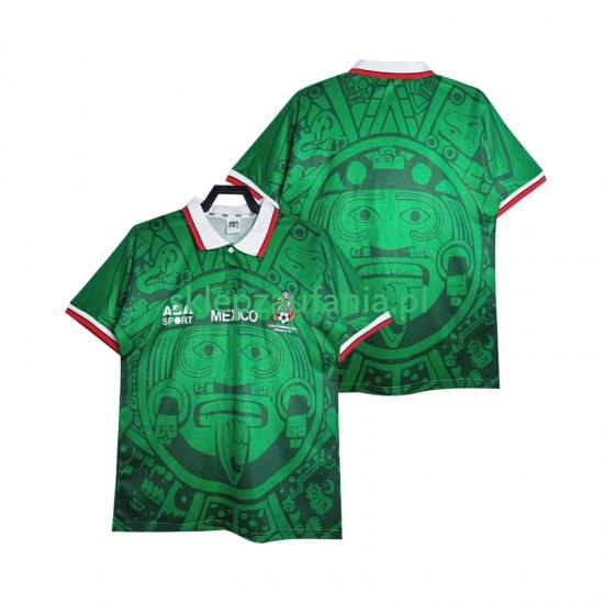 Herre Mexico drakt 1998 Retro Hjemme Korte Ermer