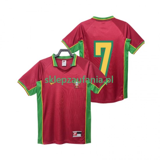 Herre Portugal drakt 7 1998 Retro Hjemme Korte Ermer