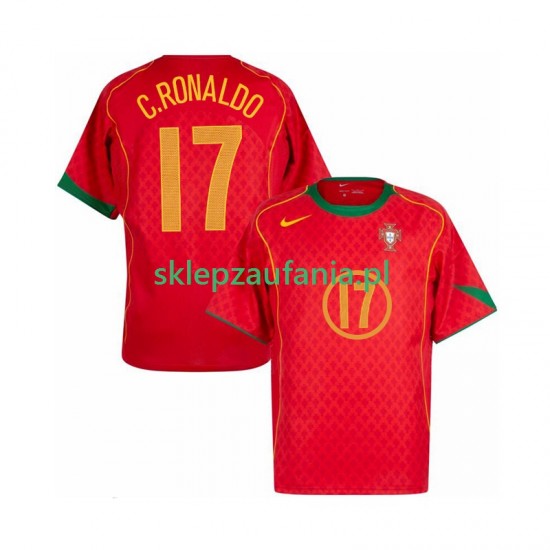 Herre Portugal drakt Cristiano Ronaldo 17 Retro Hjemme 2004 Korte Ermer