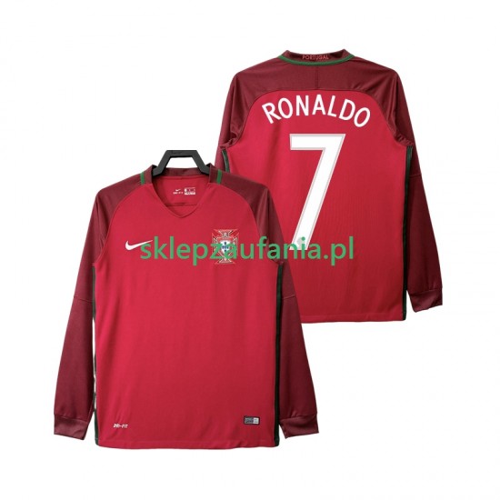 Herre Portugal drakt Cristiano Ronaldo 7 2016 Retro Hjemme Langermet