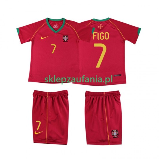 3-13 år Barn Portugal drakt FIGO 7 Retro Hjemme 2006 Korte Ermer